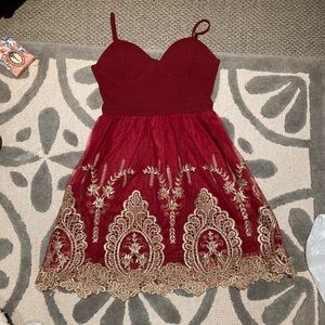 Super cute red and gold dress